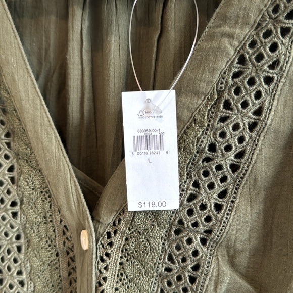 Gap NWT Textured Crinkle Lace Midi Dress in Olive Green, Size L - Picture 9 of 11